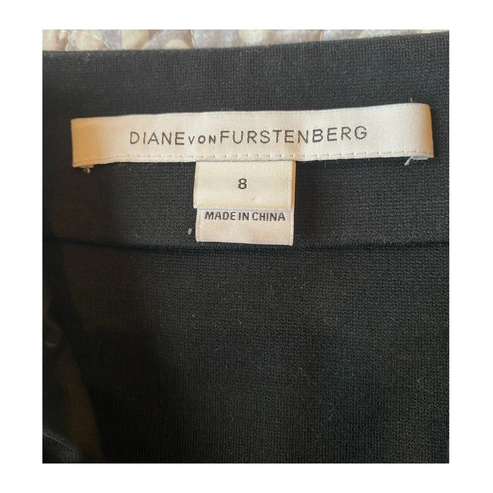 Diane von Furstenberg Women's Emma Pencil Skirt Leopard & Solid Black Size 8